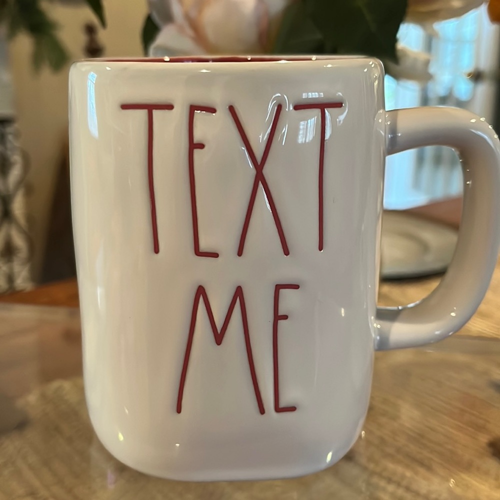 Ray Dunn “Text Me “white ceramic mug